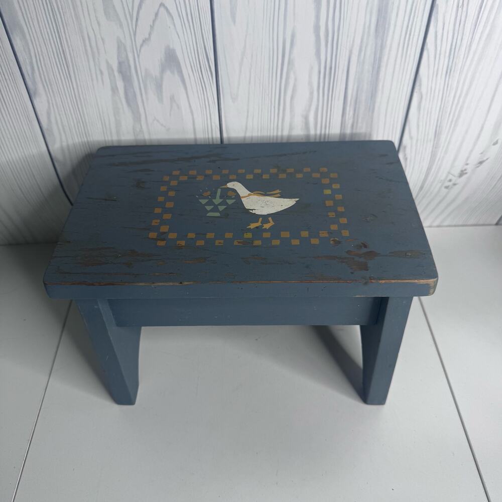 Vintage Folk Art Country Goose Stool Americana 1980s Primitive Country Cottage